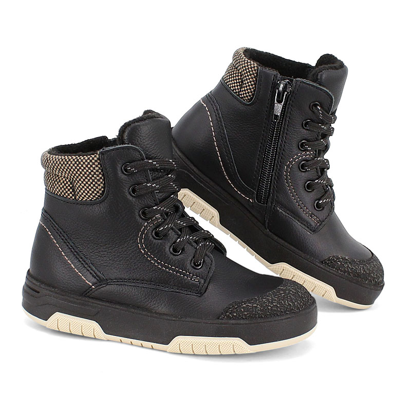 Ботинки байка, артикул 1704, цвет черно-бежевый купить в интернет-магазине Shoeslel с доставкой по России