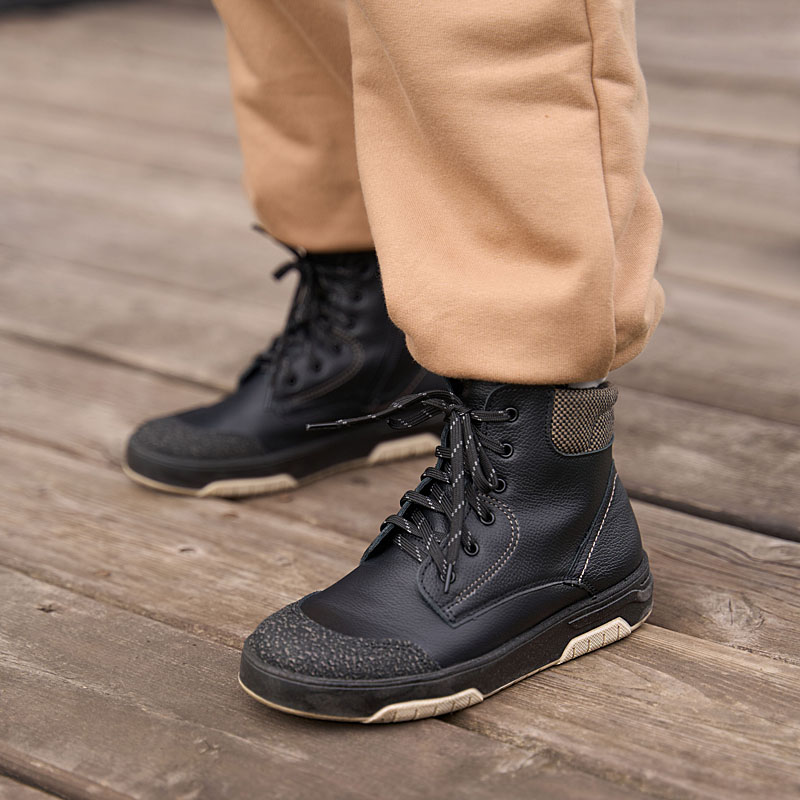 Ботинки байка, артикул 1704, цвет черно-бежевый купить в интернет-магазине Shoeslel с доставкой по России