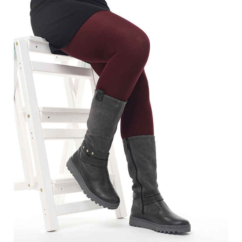 Сапожки нат.мех, артикул 1750, цвет темно-серый купить в интернет-магазине Shoeslel с доставкой по России