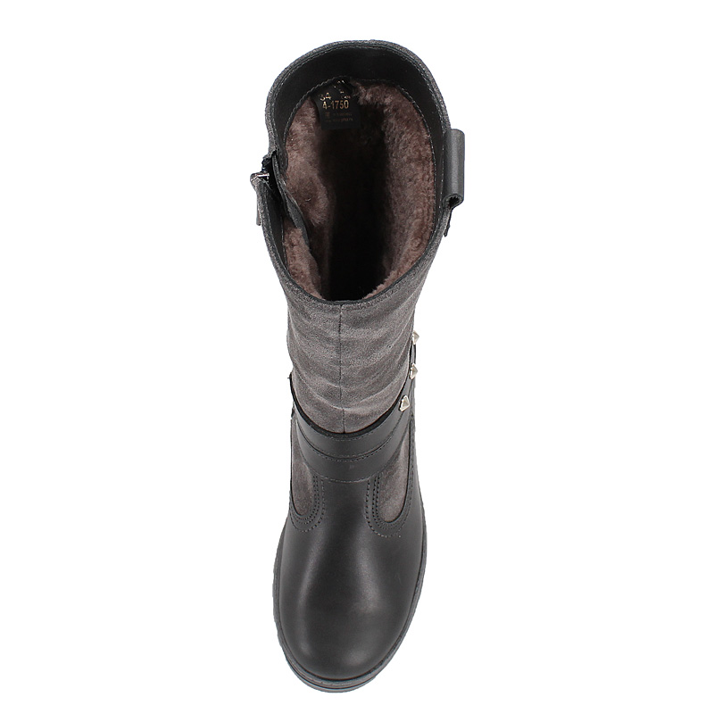 Сапожки нат.мех, артикул 1750, цвет темно-серый купить в интернет-магазине Shoeslel с доставкой по России