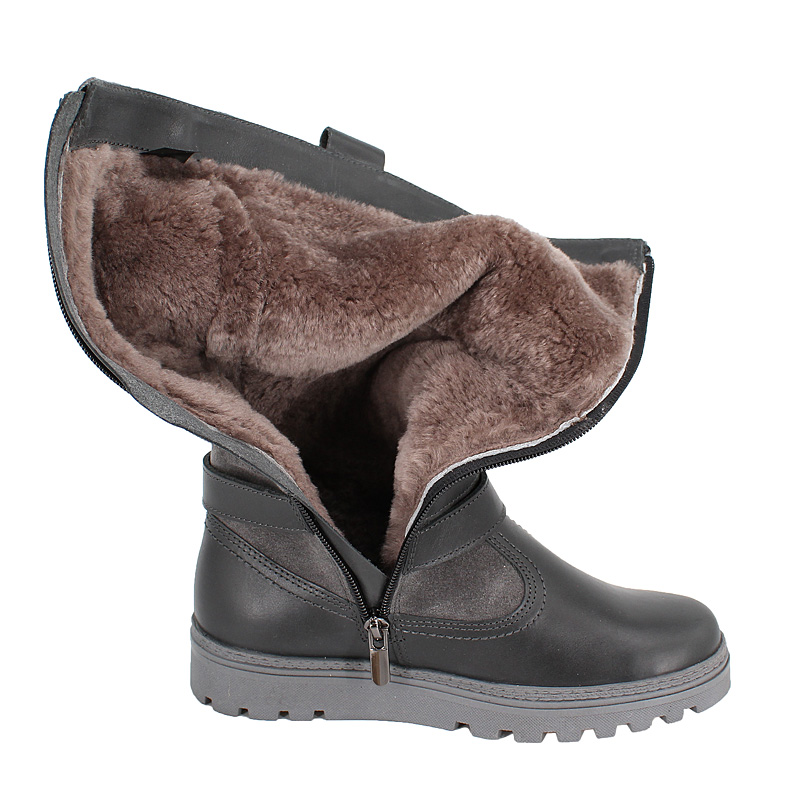 Сапожки нат.мех, артикул 1750, цвет темно-серый купить в интернет-магазине Shoeslel с доставкой по России