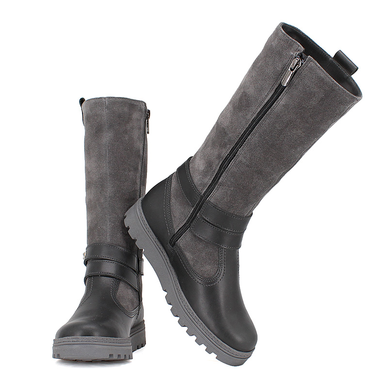 Сапожки нат.мех, артикул 1750, цвет темно-серый купить в интернет-магазине Shoeslel с доставкой по России