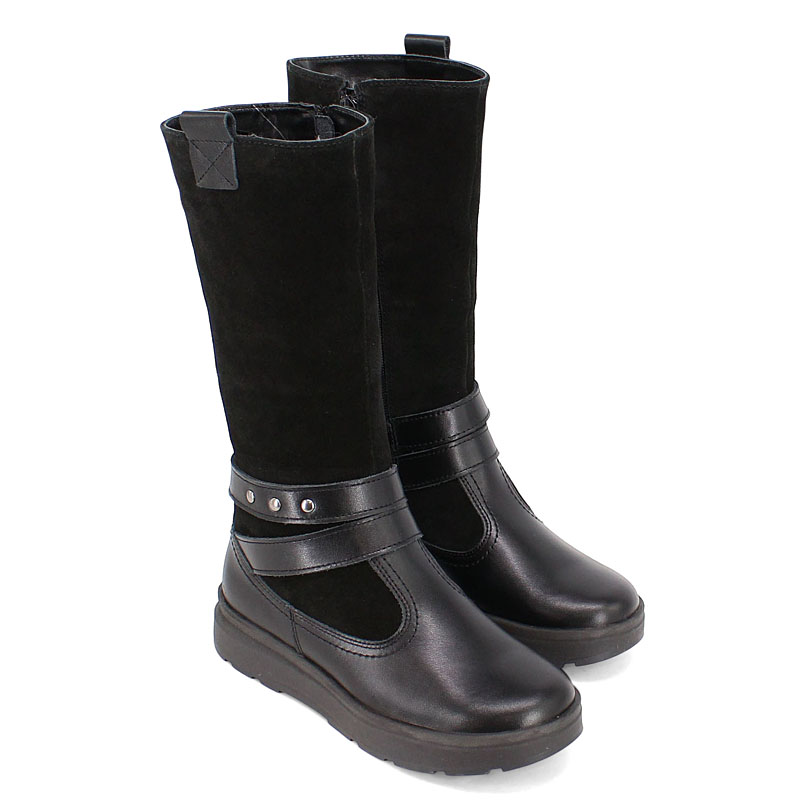 Сапожки нат.мех, артикул 1750, цвет черный купить в интернет-магазине Shoeslel с доставкой по России