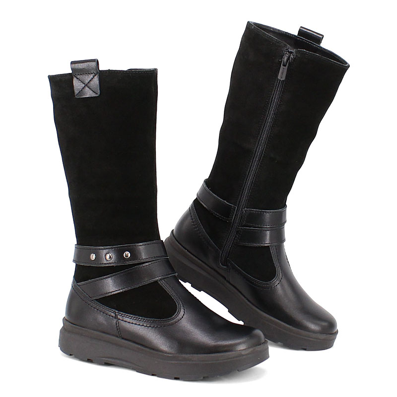 Сапожки нат.мех, артикул 1750, цвет черный купить в интернет-магазине Shoeslel с доставкой по России