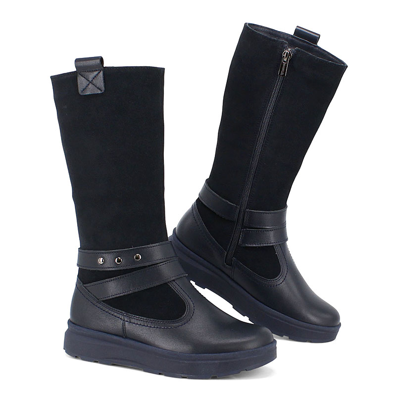 Сапожки нат.мех, артикул 1750, цвет синий купить в интернет-магазине Shoeslel с доставкой по России