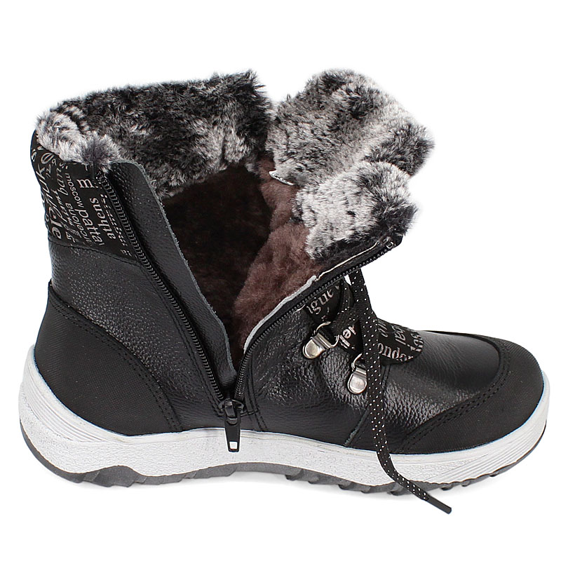 Ботинки нат.мех, артикул 1786, цвет черный купить в интернет-магазине Shoeslel с доставкой по России