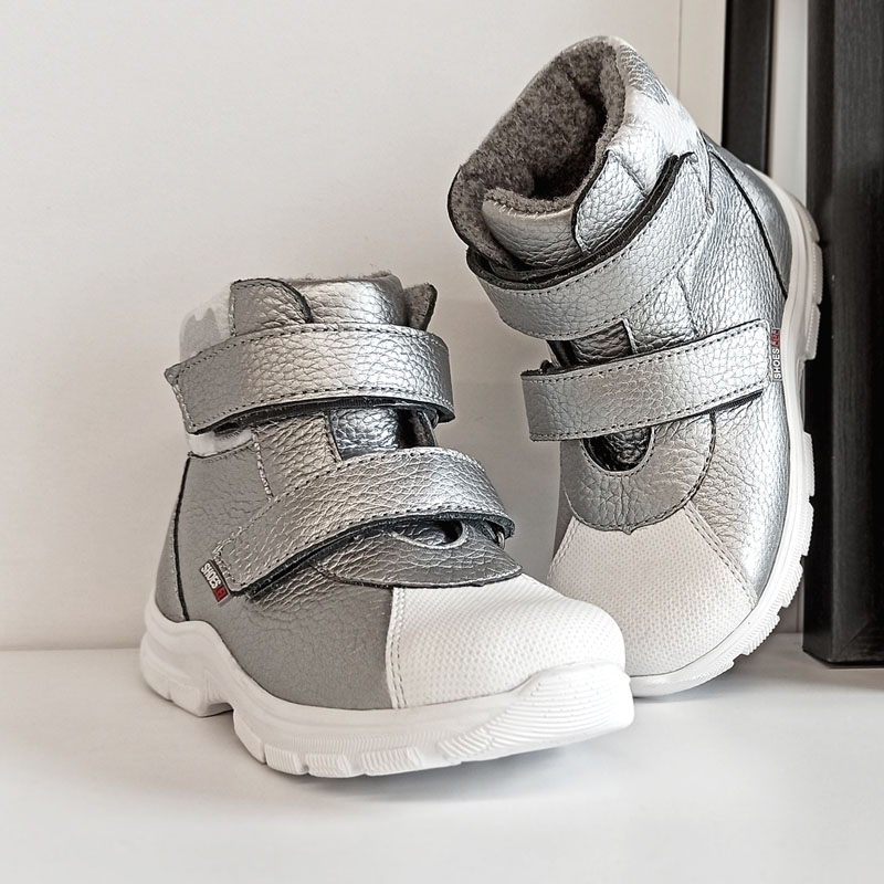 Ботинки ясельные байка, артикул 1815, цвет серебристый купить в интернет-магазине Shoeslel с доставкой по России