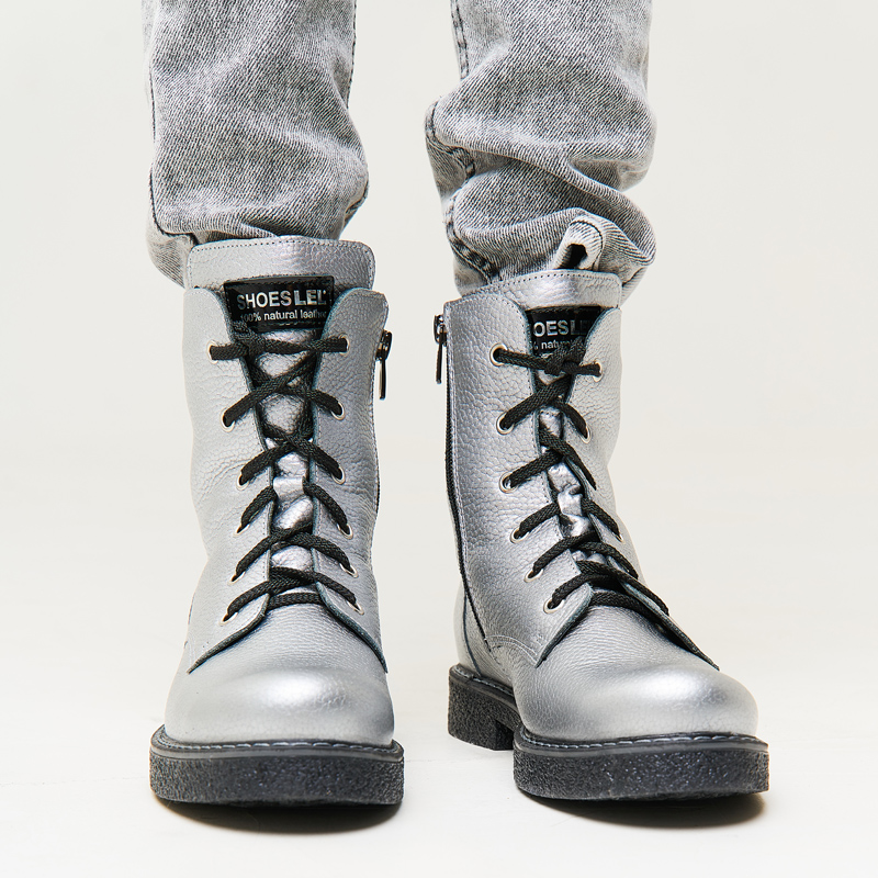 Ботинки байка, артикул 1823, цвет серебристый купить в интернет-магазине Shoeslel с доставкой по России