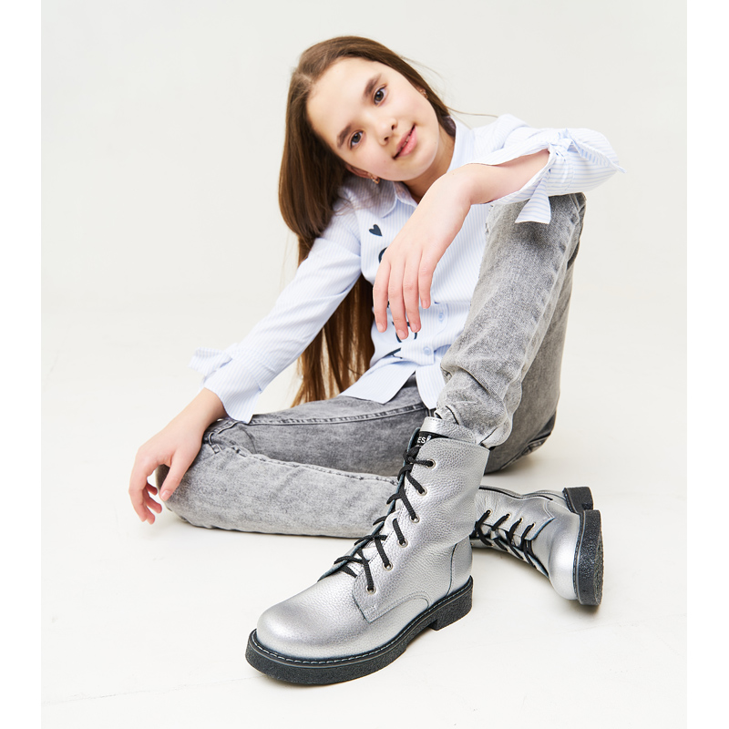 Ботинки байка, артикул 1823, цвет серебристый купить в интернет-магазине Shoeslel с доставкой по России