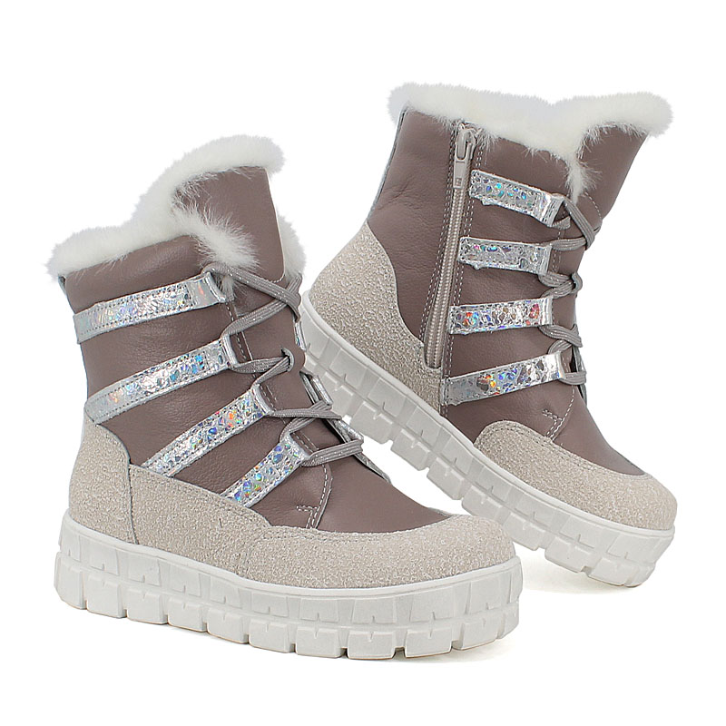 Ботинки нат.мех, артикул 1892, цвет лавандовый купить в интернет-магазине Shoeslel с доставкой по России