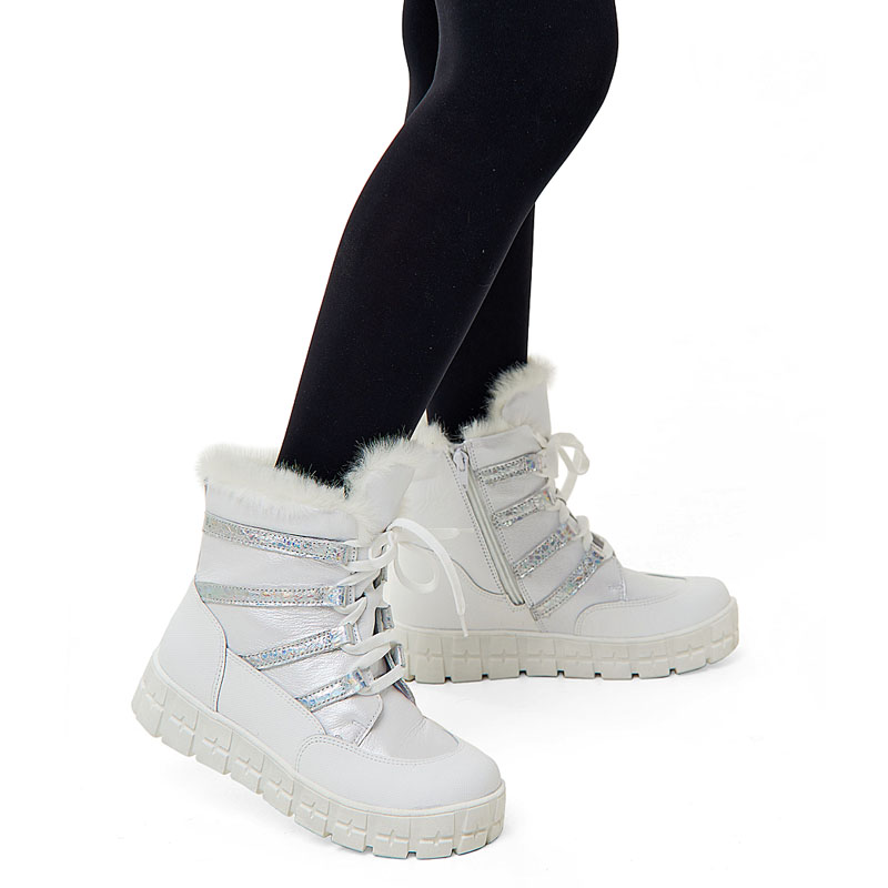 Ботинки нат.мех, артикул 1892, цвет белый купить в интернет-магазине Shoeslel с доставкой по России
