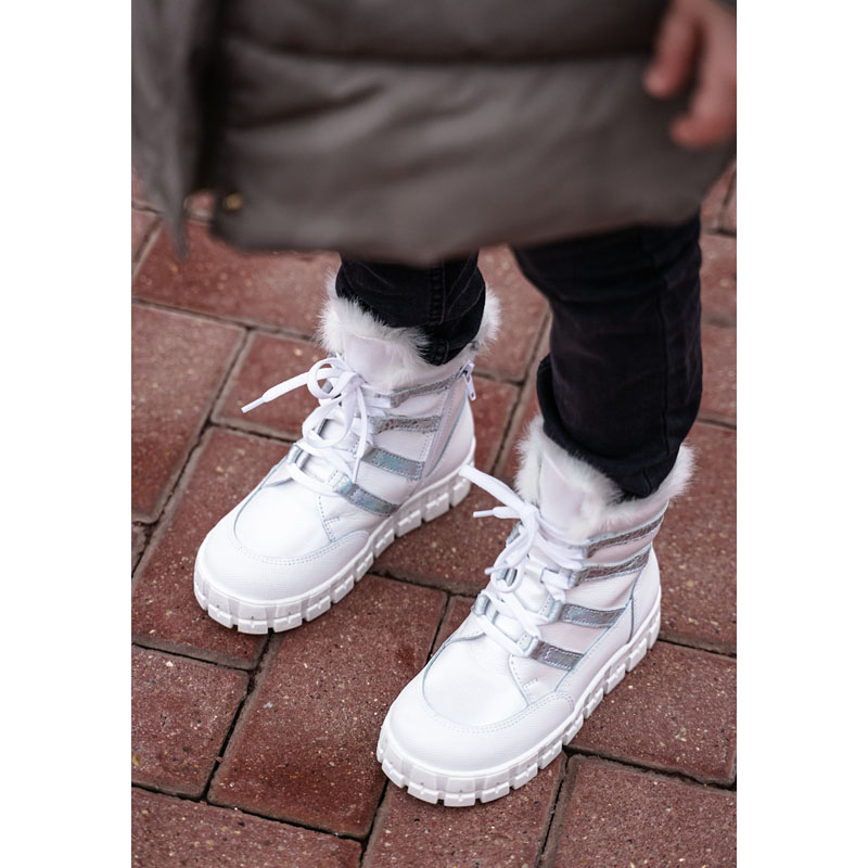 Ботинки нат.мех, артикул 1892, цвет белый купить в интернет-магазине Shoeslel с доставкой по России