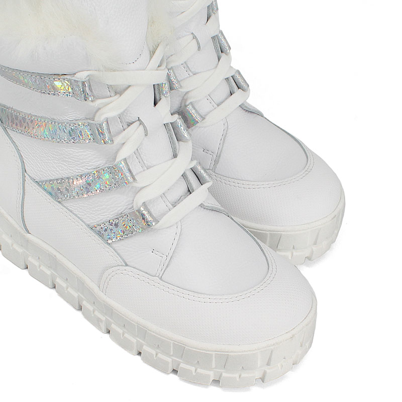 Ботинки нат.мех, артикул 1892, цвет белый купить в интернет-магазине Shoeslel с доставкой по России