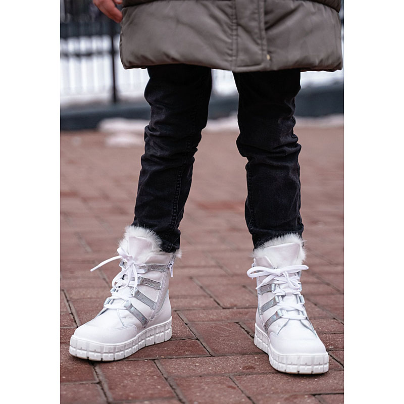 Ботинки нат.мех, артикул 1892, цвет белый купить в интернет-магазине Shoeslel с доставкой по России