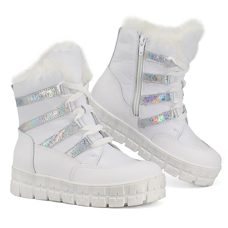 Ботинки нат.мех, артикул 1892, цвет белый купить в интернет-магазине Shoeslel с доставкой по России