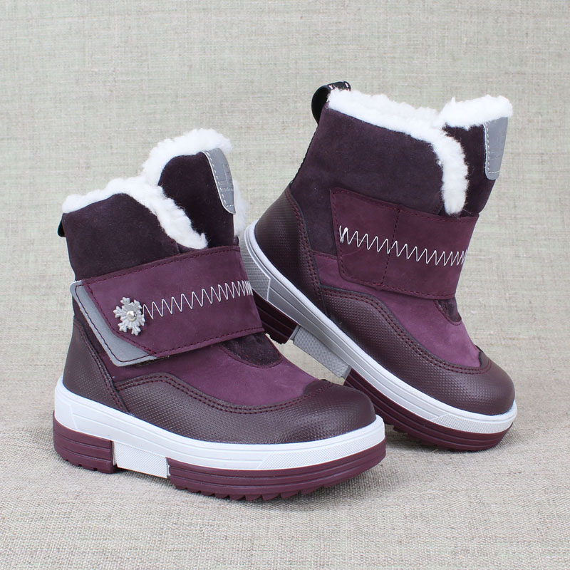 Сапожки малодетские нат.мех, артикул 1893, цвет черничный купить в интернет-магазине Shoeslel с доставкой по России