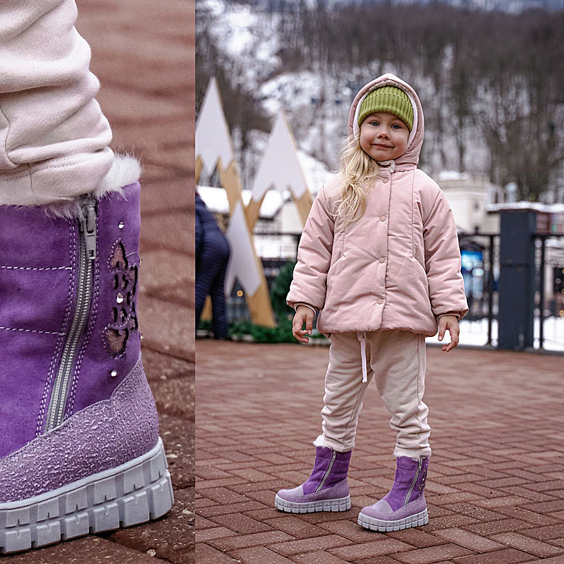 Сапожки нат.мех, артикул 1898, цвет сиреневый купить в интернет-магазине Shoeslel с доставкой по России