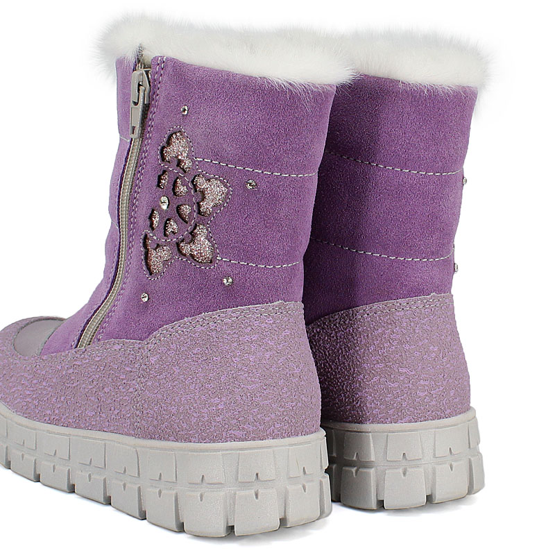 Сапожки нат.мех, артикул 1898, цвет сиреневый купить в интернет-магазине Shoeslel с доставкой по России