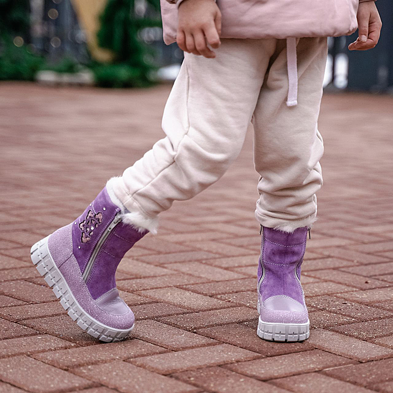 Сапожки нат.мех, артикул 1898, цвет сиреневый купить в интернет-магазине Shoeslel с доставкой по России