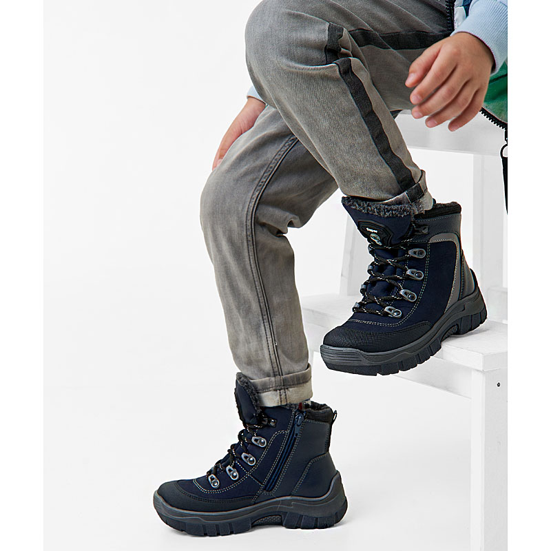 Ботинки нат.мех, артикул 1917, цвет синий купить в интернет-магазине Shoeslel с доставкой по России