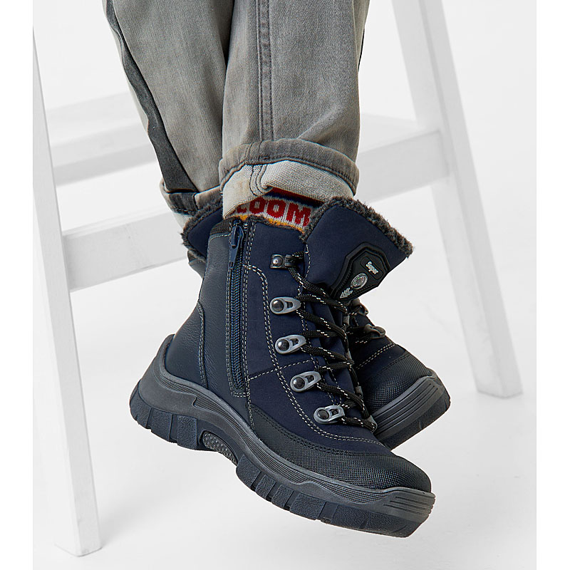 Ботинки нат.мех, артикул 1917, цвет синий купить в интернет-магазине Shoeslel с доставкой по России