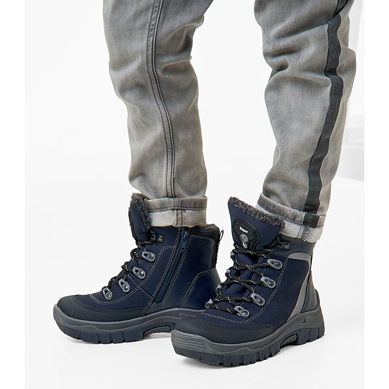 Ботинки нат.мех, артикул 1917, цвет синий купить в интернет-магазине Shoeslel с доставкой по России