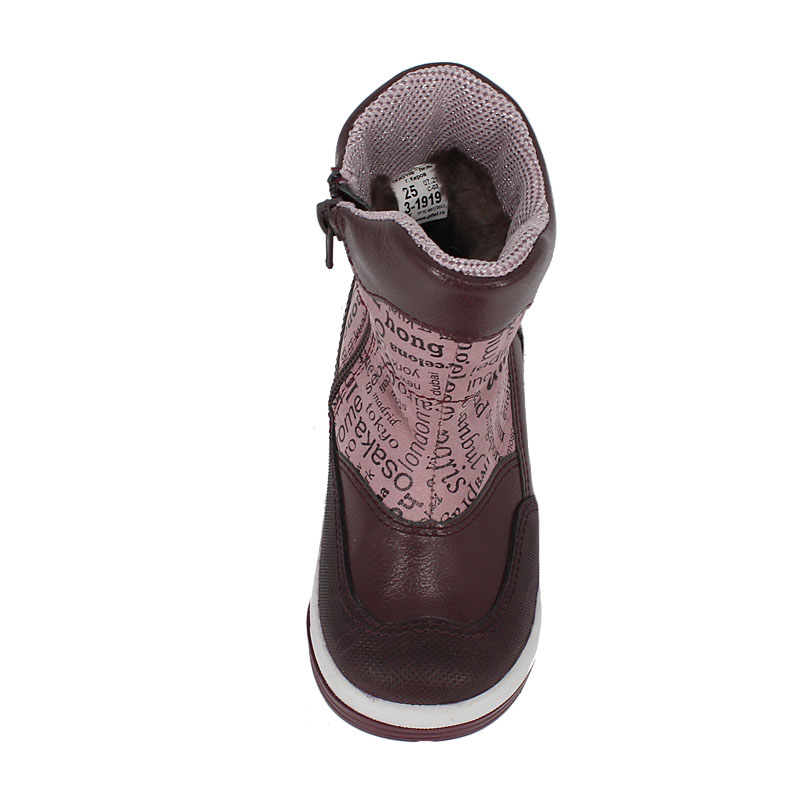 Сапожки малодетские нат.мех, артикул 1919, цвет бордовый купить в интернет-магазине Shoeslel с доставкой по России