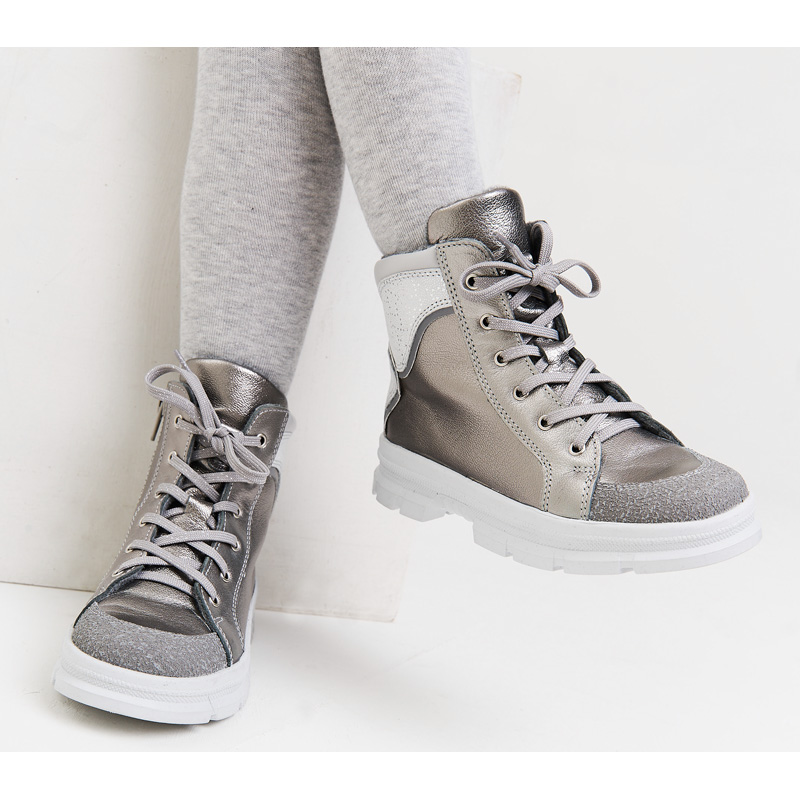 Ботинки байка, артикул 1949, цвет серебристый купить в интернет-магазине Shoeslel с доставкой по России
