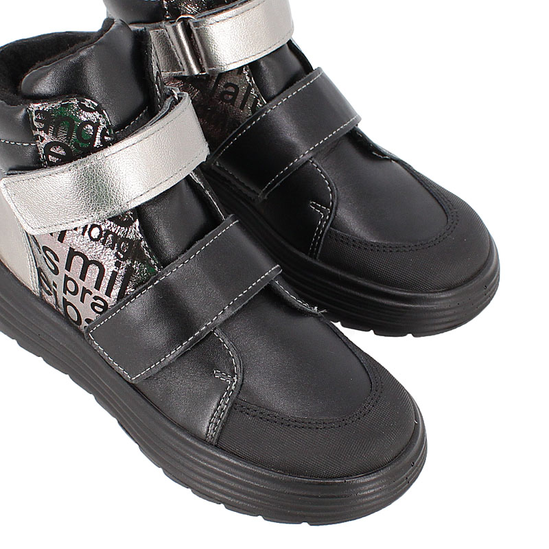 Ботинки, артикул 1956, цвет черно-серебристый купить в интернет-магазине Shoeslel с доставкой по России