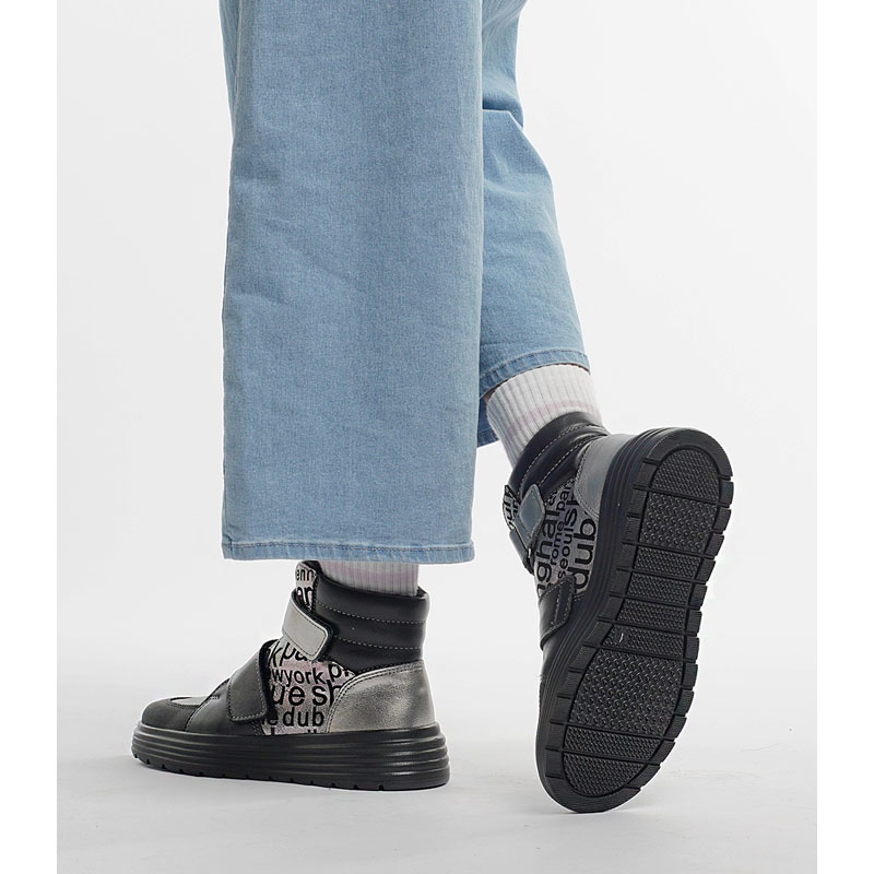 Ботинки, артикул 1956, цвет черно-серебристый купить в интернет-магазине Shoeslel с доставкой по России