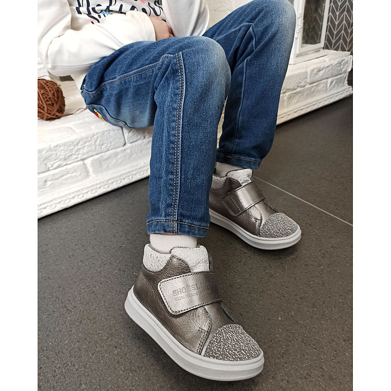 Ботинки малодетские байка, артикул 1959, цвет серебристый купить в интернет-магазине Shoeslel с доставкой по России