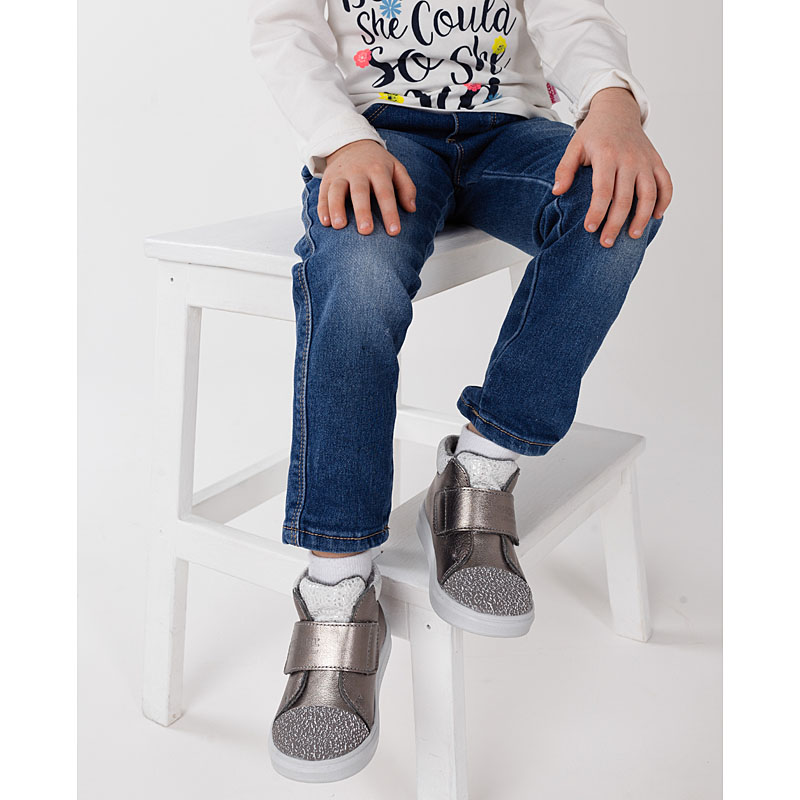 Ботинки малодетские байка, артикул 1959, цвет серебристый купить в интернет-магазине Shoeslel с доставкой по России