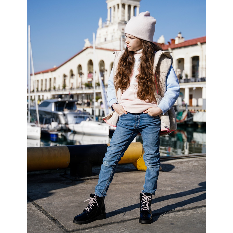 Ботинки байка, артикул 1962, цвет черно-розовый купить в интернет-магазине Shoeslel с доставкой по России