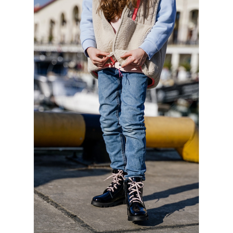 Ботинки байка, артикул 1962, цвет черно-розовый купить в интернет-магазине Shoeslel с доставкой по России