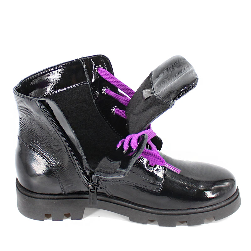 Ботинки байка, артикул 1962, цвет черно-фиолетовый купить в интернет-магазине Shoeslel с доставкой по России