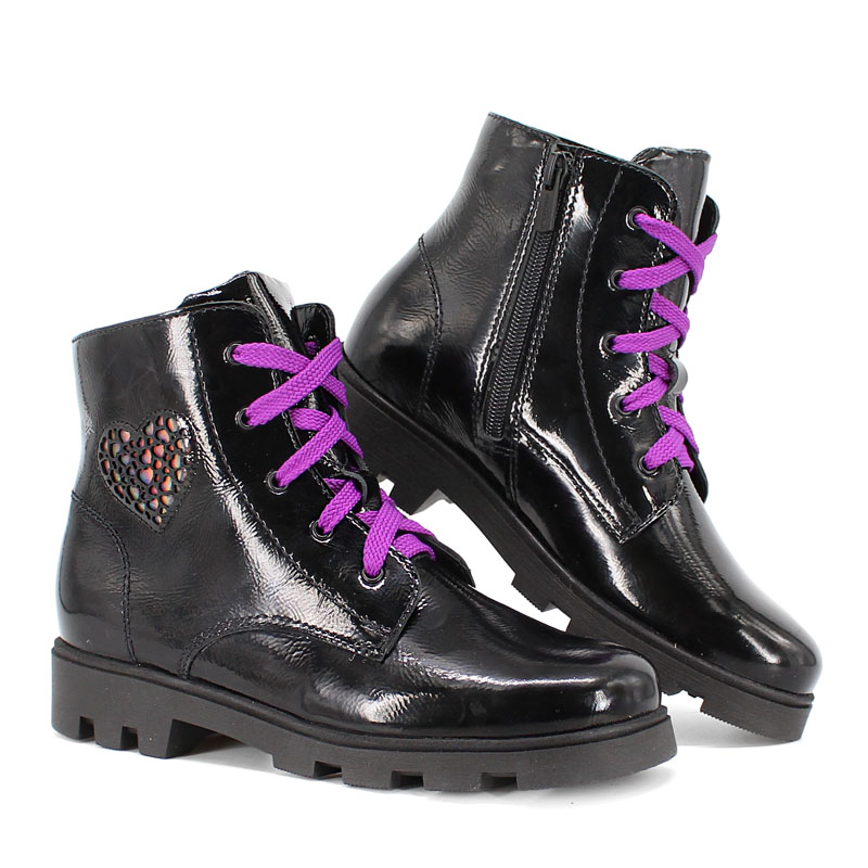 Ботинки байка, артикул 1962, цвет черно-фиолетовый купить в интернет-магазине Shoeslel с доставкой по России