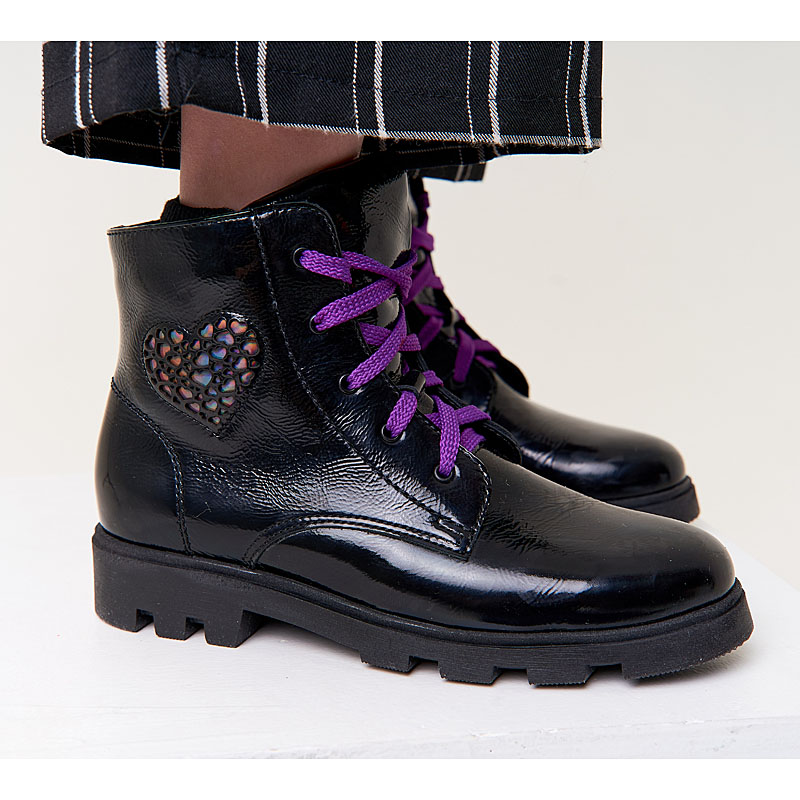 Ботинки байка, артикул 1962, цвет черно-фиолетовый купить в интернет-магазине Shoeslel с доставкой по России