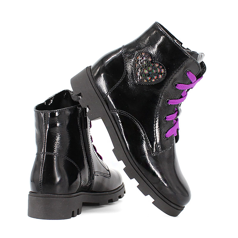 Ботинки байка, артикул 1962, цвет черно-фиолетовый купить в интернет-магазине Shoeslel с доставкой по России