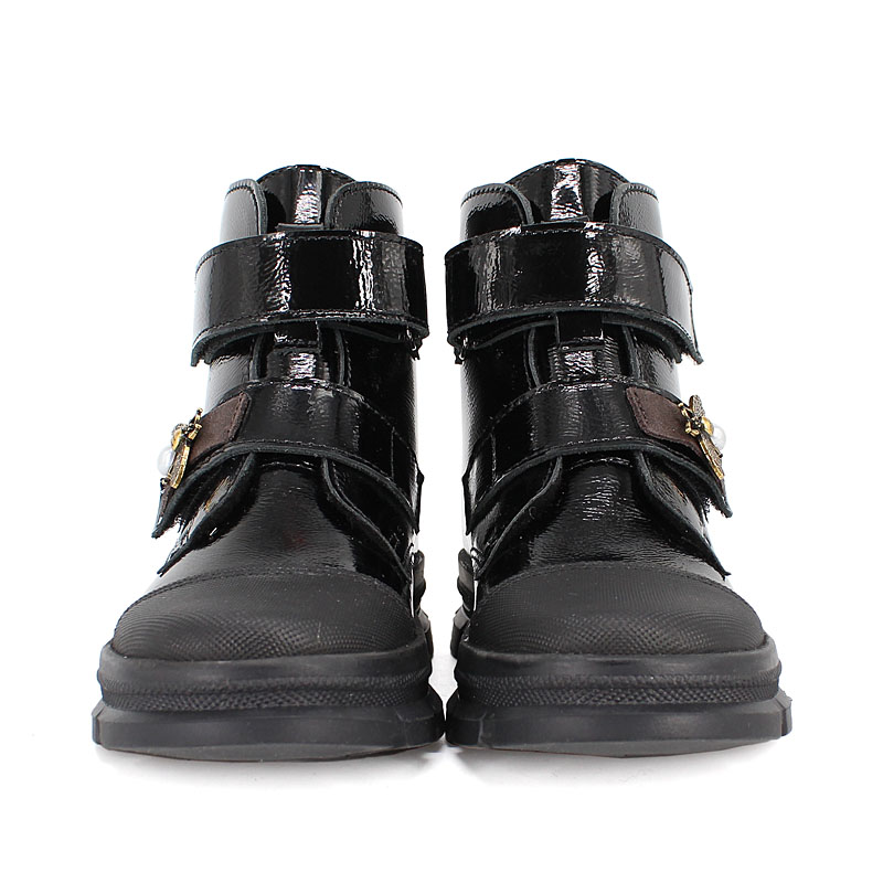 Ботинки байка, артикул 1965, цвет наплак, черный купить в интернет-магазине Shoeslel с доставкой по России