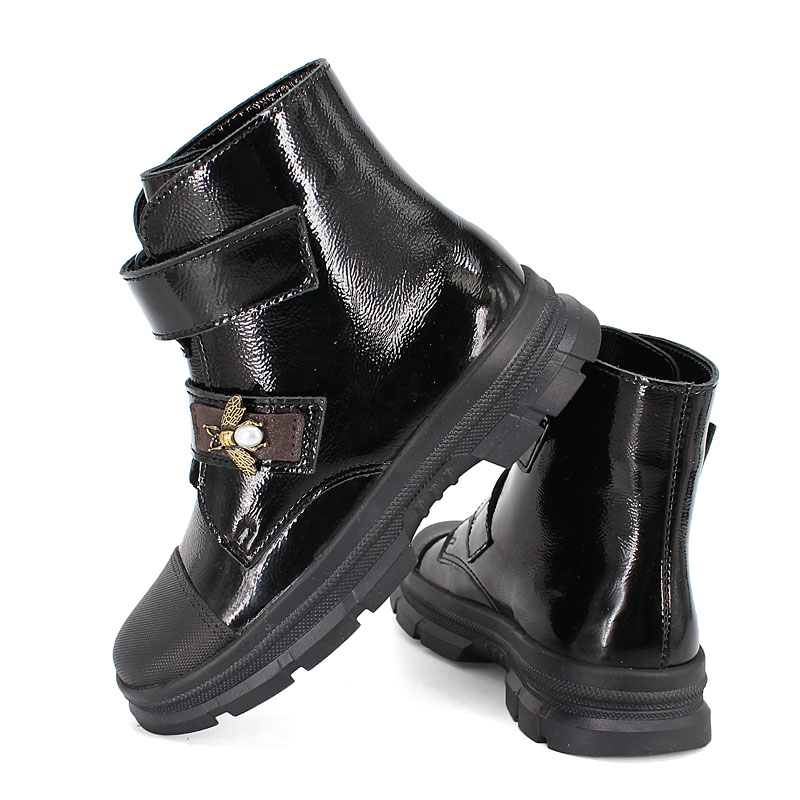 Ботинки байка, артикул 1965, цвет наплак, черный купить в интернет-магазине Shoeslel с доставкой по России