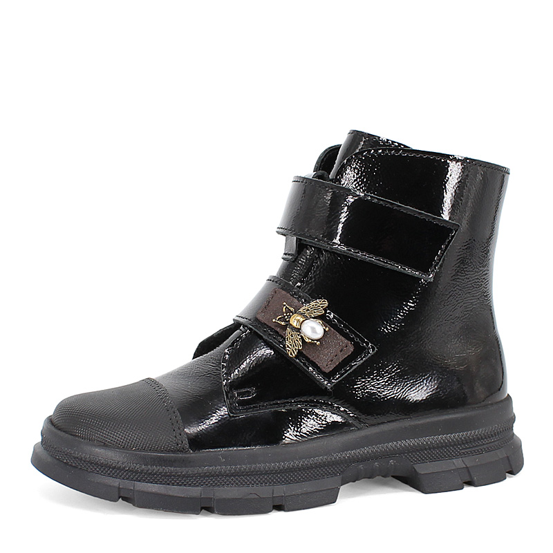 Ботинки байка, артикул 1965, цвет наплак, черный купить в интернет-магазине Shoeslel с доставкой по России