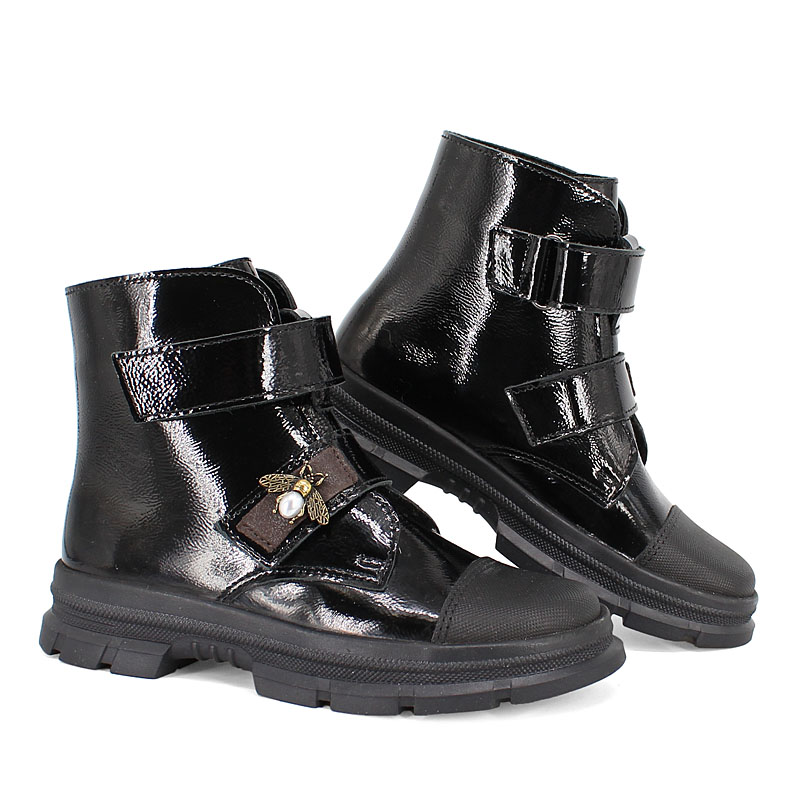 Ботинки байка, артикул 1965, цвет наплак, черный купить в интернет-магазине Shoeslel с доставкой по России