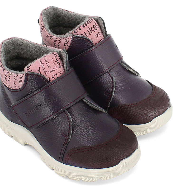 Ботинки малодетские байка, артикул 1970, цвет черничный купить в интернет-магазине Shoeslel с доставкой по России