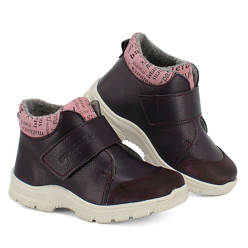Ботинки малодетские байка, артикул 1970, цвет черничный купить в интернет-магазине Shoeslel с доставкой по России