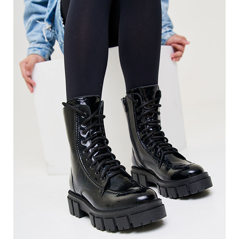 Ботинки байка, артикул 1996, цвет наплак, черный купить в интернет-магазине Shoeslel с доставкой по России
