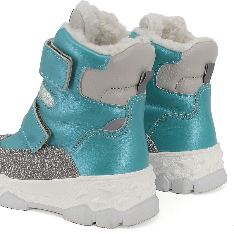 Ботинки малодетские нат.мех, артикул 2011, цвет бирюзовый купить в интернет-магазине Shoeslel с доставкой по России