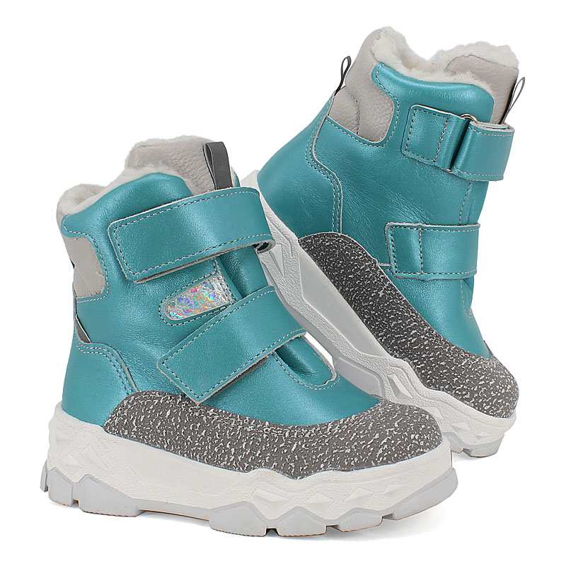 Ботинки малодетские нат.мех, артикул 2011, цвет бирюзовый купить в интернет-магазине Shoeslel с доставкой по России