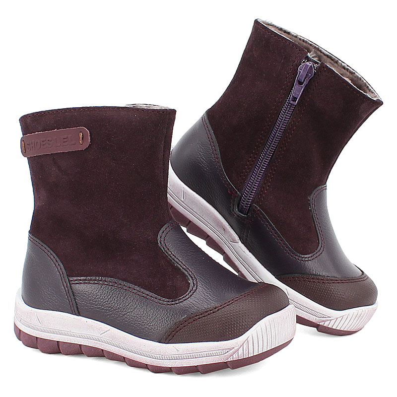 Сапожки малодетские нат.мех, артикул 2036, цвет черничный купить в интернет-магазине Shoeslel с доставкой по России