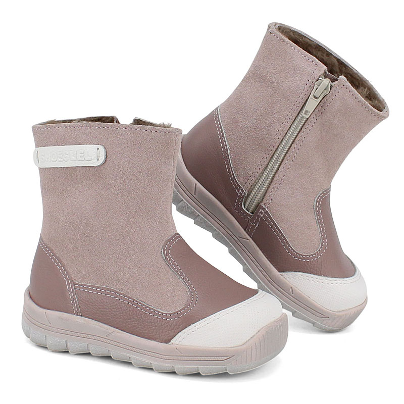 Сапожки малодетские нат.мех, артикул 2036, цвет пыльно-розовый купить в интернет-магазине Shoeslel с доставкой по России