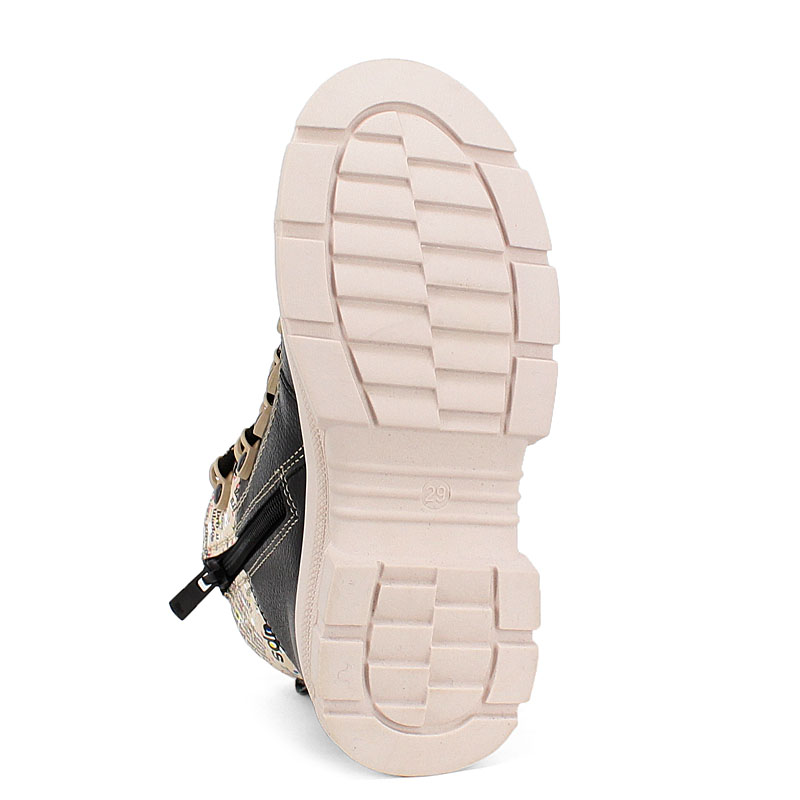 Ботинки, артикул 2053, цвет черно-бежевый купить в интернет-магазине Shoeslel с доставкой по России